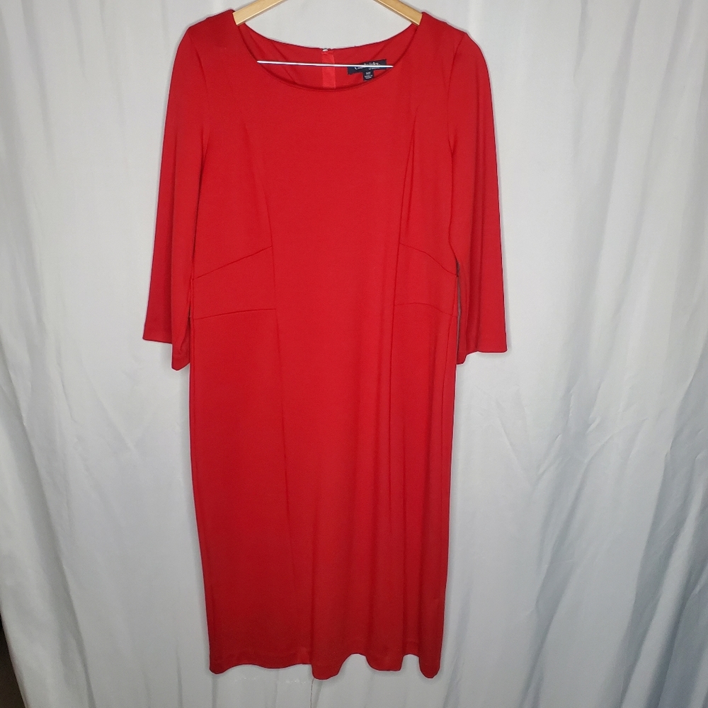 ♤ Chadwicks of Boston Red Scoop Neck Sheath Dress Size 14T